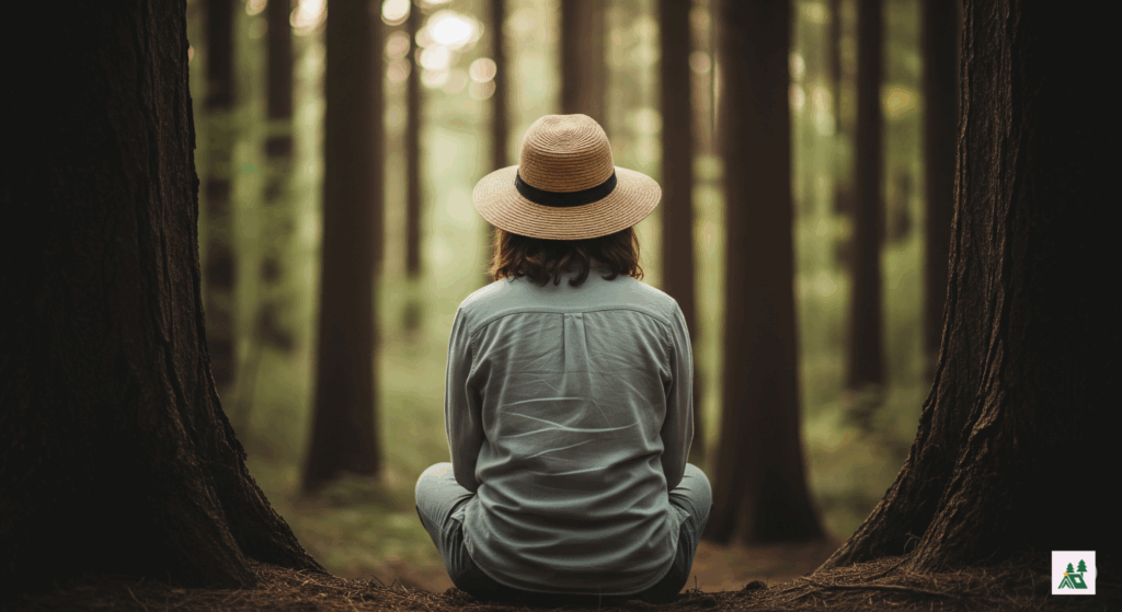 Peaceful forest with soft light, evoking solitude